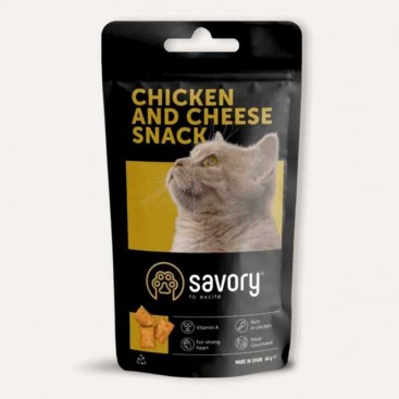 Хрустящие лакомства для привередливых котов с курицей и сыром Savory - Snacks Pillows Gourmand with Chicken&Cheese, 60 г