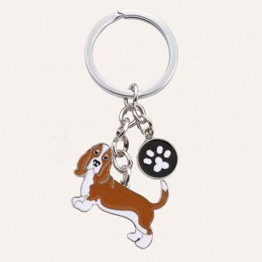 Брелок срібний з басетом Apple Girl - Basset hound brown