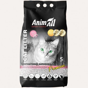 Наполнитель бентонитовый с ароматом детской пудры AnimAll - Белый, 5 л