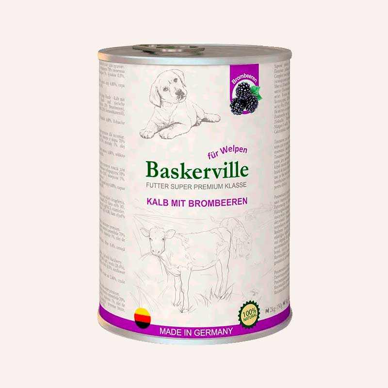Консерва для щенков с телятиной и ежевикой Baskerville - Kalb Mit Brombeeren 400 г