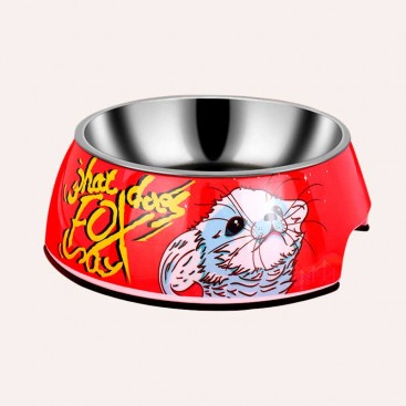 Миска для собак і котів з нержавіючої сталі Aucun - Cartoon red, 18 см