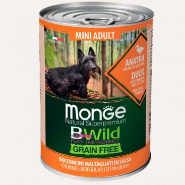 Паштет для собак Monge - wet bwild mini adult качка гарбуз цукіні 400 г