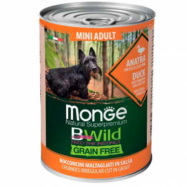 Паштет для собак Monge - wet bwild mini adult качка гарбуз цукіні 400 г
