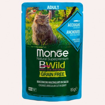 Паштет для кошек с анчоусом и овощами Monge - BWild Anchovies with Vegetables, 85 г