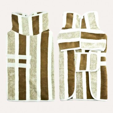 Халат без капюшона в полоску - Coffee, 3XL