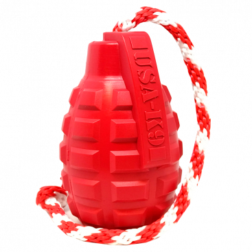 Міцна іграшка для ласощів з канатом USA-K9 - Grenade L, red