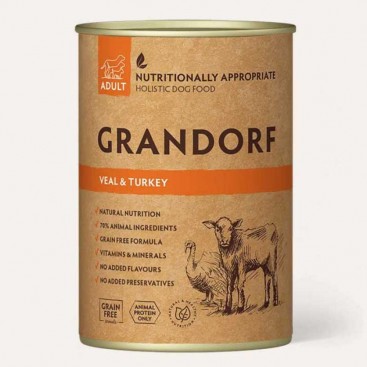 Консервы для собак с телятиной и индейкой Grandorf - Veal & Turkey 400 г