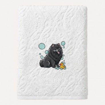 Махровий рушник для домашніх улюбленців Bark&Tail - Fluffy Dog & Duck (50×100 см), білий