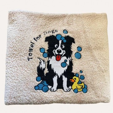 Рушник для собак з вишивкою Montmorency - Border Collie Bath Time Towel (50х90 см)