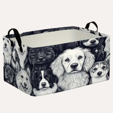 Кошик для зберігання іграшок для тварин PetLobby - Many Dogs Dark Grey&White