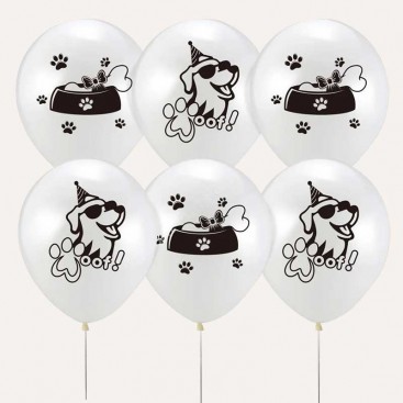 Набір з 6 кульок на день народження песика Fiesta - White Balloons