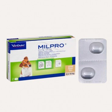Антигельмінтні таблетки для цуценят Milpro - від 0,5 кг 2,5мг/25мг, 2 шт