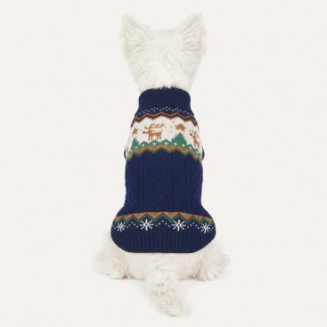 Свитер для собак синий с оленями PetsIn - Christmas Deers blue, L