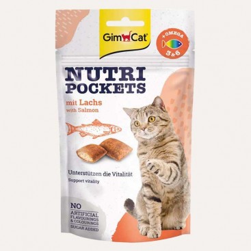 Вітамінні ласощі для котів GimCat Nutri Pockets Лосось + Омега 3 і Омега 6, 60 г