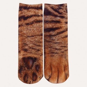 Шкарпетки з 3D принтом у вигляді котячих лапок Julia - Brown cat paw, 35-41