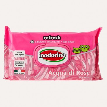 Салфетки с розовой водой - Inodorina Refresh, 40 шт
