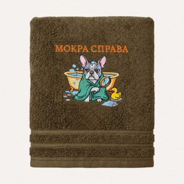 Рушник для собак з вишивкою Bark&Tail - Мокра справа Brown (50х100 см)