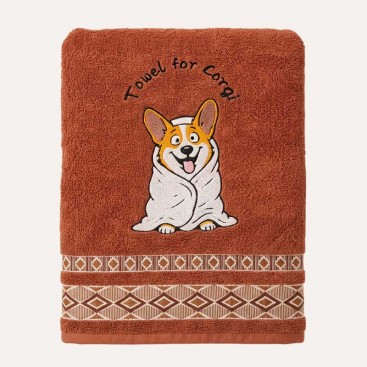 Махровий рушник для домашніх улюбленців Bark&Tail - Towel for Corgi (50×100 см), теракотовий