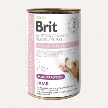 Влажный корм для собак с пищевой аллергией с ягненком Brit-Hypoallergenic Lamb,400 г