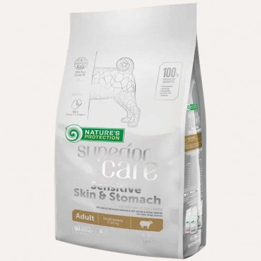 Сухой корм для взрослых собак малых пород с чувствительным пищеварением с ягненком Natures Protection-Care Sensitive Skin&Stomach Adult Small Breeds,1,5 кг