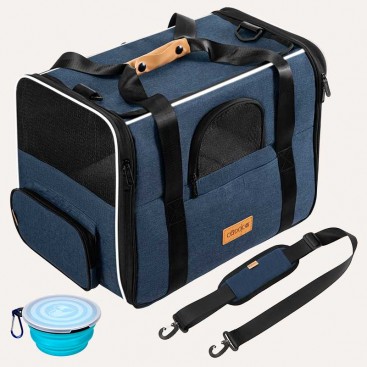 Дорожная и авиа переноска для собак и котов Cadoca - Comfort Dog Carrier 2-in-1 Dark blue, M