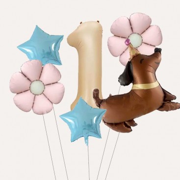 Набір з 6 кульок на перший день народження песика Fiesta - Dachshund 1