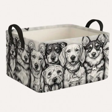 Кошик для зберігання іграшок для тварин PetLobby - Many Dogs Black&White