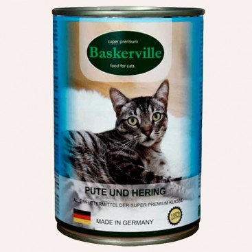 Консерва для котов с индейкой и рыбой Baskerville - Pute und Hering, 400 г