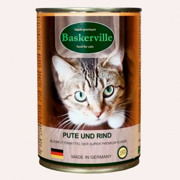 Консерва для котов с индейкой и говядиной Baskerville - Pute und Rind, 400 г