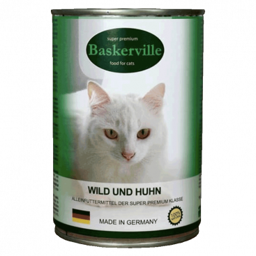 Консервы для котов с олениной и курицей Baskerville - Wild und Huhn, 400 г
