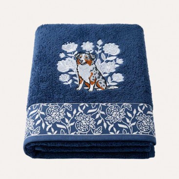 Полотенце для собак с вышивкой Montmorency - Aussie Navy (70х140 см)