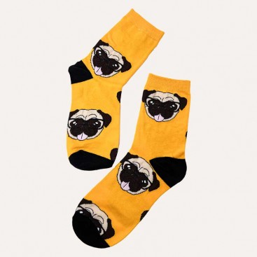 Шкарпетки жіночі з мопсами Holiday - Pugs on yellow, 36-39