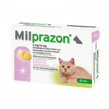 Жевательная таблетка для защиты котов и котят от паразитов   Milprazon (1шт) 4/10 mg