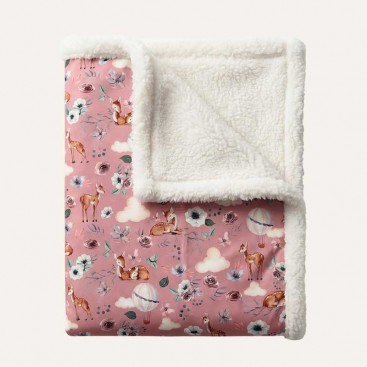 Двухстороннее водонепроницаемое одеяло с мехом Montmorency - Pink Deers Fur 98х62 см
