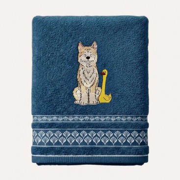 Полотенце для собак с вышивкой Montmorency - Husky & Duck Navy (50x100 см)
