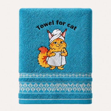 Махровий рушник для домашніх улюбленців Bark&Tail - Towel for Cat (50×100 см), бірюзовий