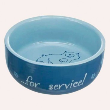 Миска для котів з короткими носами Trixie - Thanks for Service blue, 300 мл