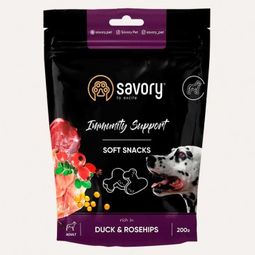 Ласощі для зміцнення імунітету собак з качкою та шипшиною Savory - Immunity Support, 200 г