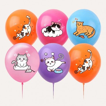 Набор из 6 шариков в день рождения котика Fiesta - Cat Birthday
