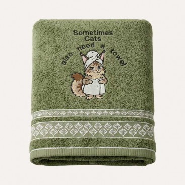 Полотенце для котов с вышивкой Montmorency - Spa Day Cat (50x100 см)