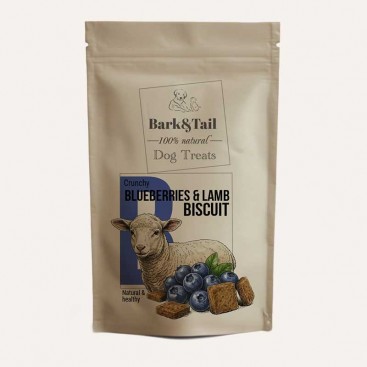 Натуральне печиво для собак ягня та лохина Bark&Tail - Cruncy Blueberries & Lamb Biscuit, 50 г