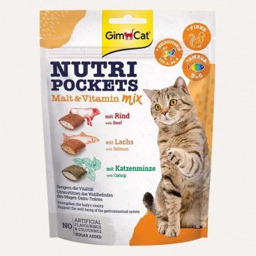 Витаминное лакомство для кошек GimCat Nutri Pockets, мультивитамин микс, 150 г