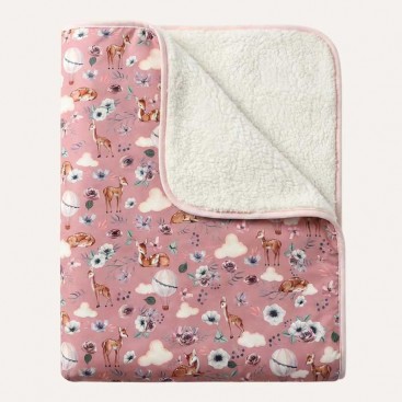 Двухстороннее водонепроницаемое одеяло с мехом Montmorency - Pink Deers 100х77 см