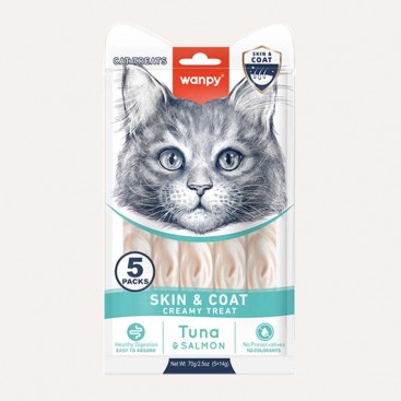 Функциональное жидкое лакомство для кошек тунец и лосось Wanpy - Treat Skin&Coat, 70 г