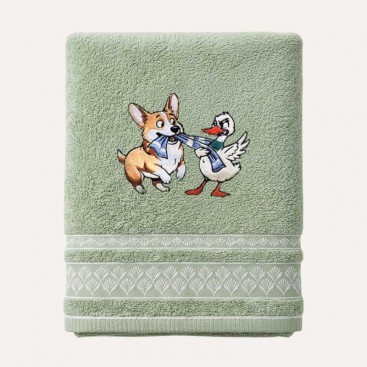 Полотенце для собак с вышивкой Montmorency - Corgi with Duck, 50х100 см