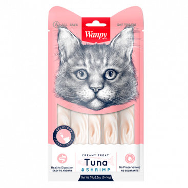 Ласощі для котів  з тунцем та креветками Wanpy - Creamy Lickable Treats Tuna & Shrimp, 70 г