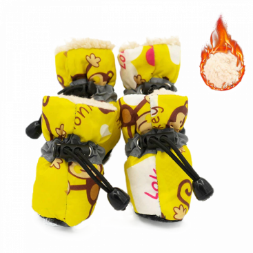 Хутряні черевики для собак Yaodhaod - Monkey Print Pet Shoes yellow, XXL-6 (6х5 см)