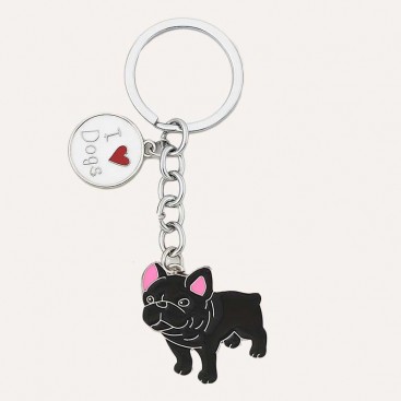 Брелок із французиком чорним Woody - Black French Bulldog