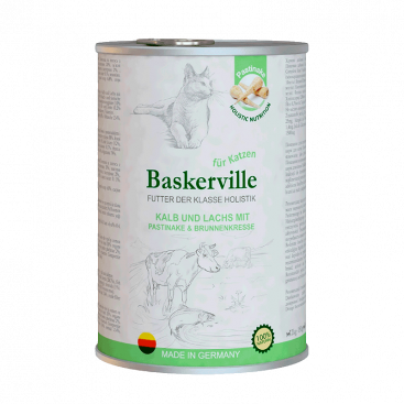 Консерва для котов с телятиной и лососем Baskerville - Kalb und Lachs Mit 400 г
