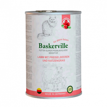 Консерва для котів Baskerville  ягня з журавлиною та котячою м'ятою Lamm Mit Preiselbeeren 400 г